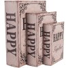 Clayre & Eef 66255 Sada 3 úložných boxů Retro Vintage Style Wood Beige Brown