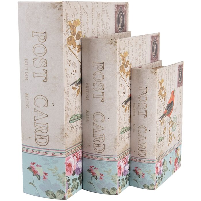 Clayre & Eef 66257 Sada 3 úložných boxů Antique Design Beige Vintage