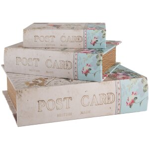 Clayre & Eef 66257 Sada 3 úložných boxů Antique Design Beige Vintage