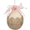 Clayre & Eef 65918 Závěsná dekorace na vejce béžová Ø 11x14 cm Textilní plast