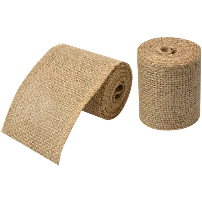 Clayre & Eef 66212 Stuhová mašle 5x6 cm 2 m Jutové pásmo Hnědé