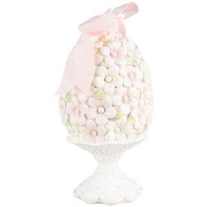 Clayre & Eef 6PR5145 Dekorace Vejce Ø 10x20 cm Růžová Bílá Zelená Romantická