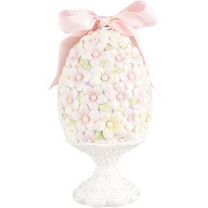 Clayre & Eef 6PR5145 Dekorace Vejce Ø 10x20 cm Růžová Bílá Zelená Romantická