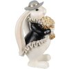 Clayre & Eef 6PR5150 Dekorace králík bílá černá zlatá 14x13x22 cm