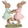 Clayre & Eef 6PR5437 Dekorace Králík 8x3x8 cm Béžová Růžová Mátově zelená