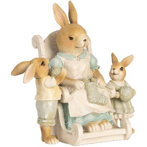 Clayre & Eef 6PR5451 Dekorace králík béžová zelená 18x11x17 cm polyresin
