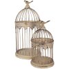 Clayre & Eef 5Y1283 Dekorační klec ptáků 2ks Antik styl Ø 32x60 Ø 23x40 cm