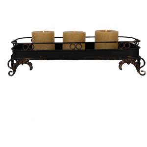 Clayre & Eef 5Y1284 Podnos z černého železa 55x20x14 cm Dekorace ve starožitném stylu