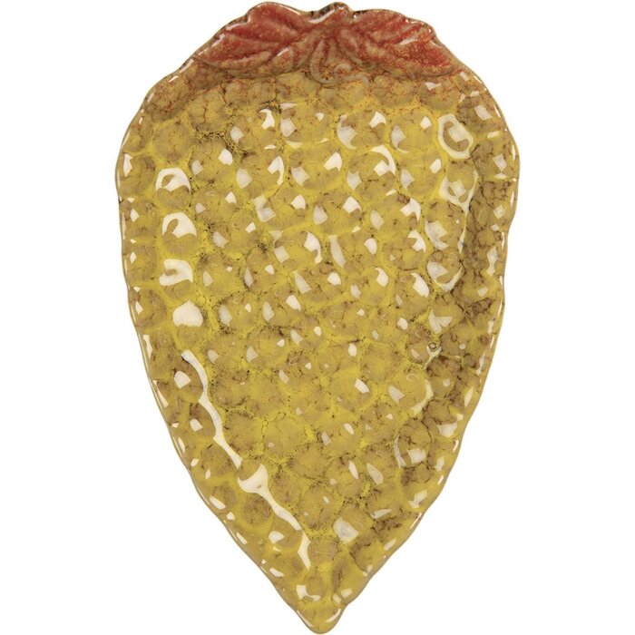 Keramická mísa Clayre & Eef Hrozny žlutá 15x10x2 cm lesklá Dekorativní servírovací mísa