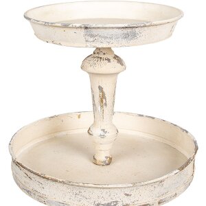 Clayre & Eef Etagere 3-patrové železo vintage-béžová Ø 42x75 cm