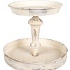 Clayre & Eef Etagere 3-patrové železo vintage-béžová Ø 42x75 cm