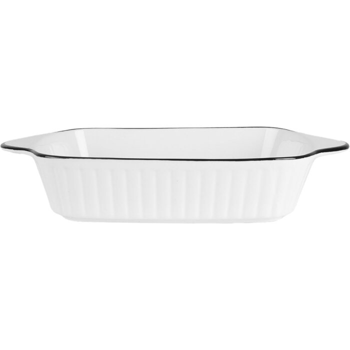 Clayre & Eef 6CE2165 Miska bílá černá 26x15x5 cm 550 ml keramická obdélníková