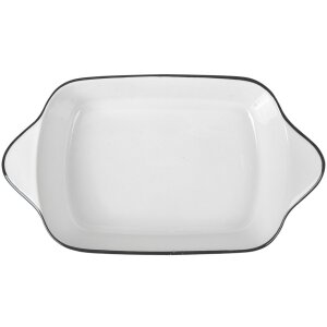 Clayre & Eef 6CE2165 Miska bílá černá 26x15x5 cm 550 ml keramická obdélníková