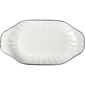 Clayre & Eef 6CE2166 Keramická mísa bílá černá 29x16x3 cm Moderní styl