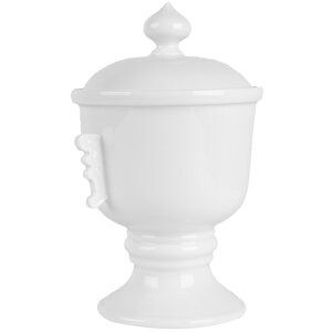 Clayre & Eef 6CE2170 Hrnec s víkem keramický bílý Ø 12x17 cm 125 ml