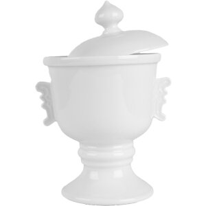 Clayre & Eef 6CE2170 Hrnec s víkem keramický bílý Ø 12x17 cm 125 ml