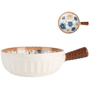 Clayre & Eef 6CE2171 Miska Retro Vintage keramická bílá hnědá 22x16x6 cm 500 ml