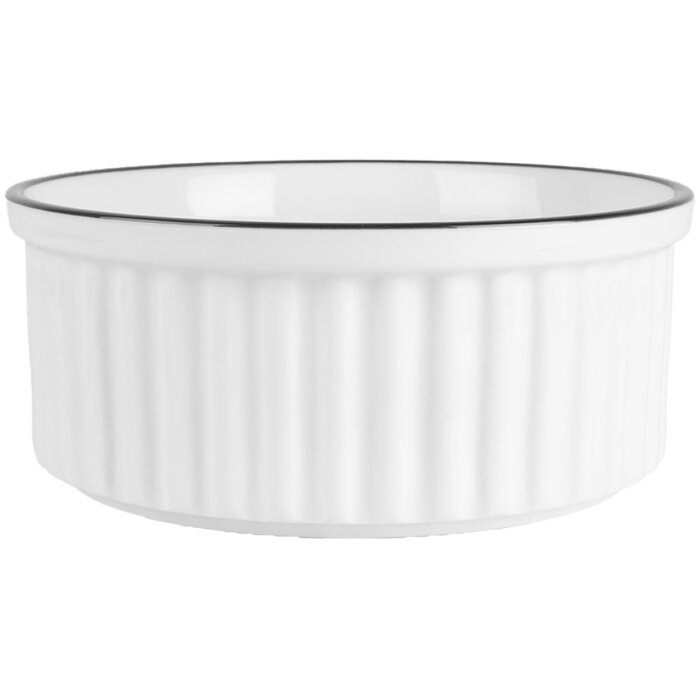 Clayre & Eef 6CEBO0211 Keramická mísa bílá černá Ø 16x7 cm 650 ml Kulatá moderní