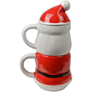 Clayre & Eef Vánoční hrnek Santa Claus keramika 300/375ml venkovský styl