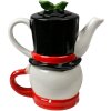 Clayre & Eef Tea for One Sněhulák Čajová konvice Keramika Bílá Červená 525ml