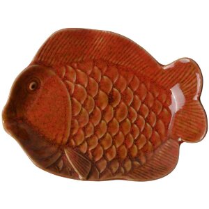 Clayre & Eef 6CE2162 Mísa Fish Ceramic Orange 16x11x3 cm