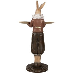 Clayre & Eef 6PR5360 Dekorace králík s miskou béžově hnědá 18x17x31 cm