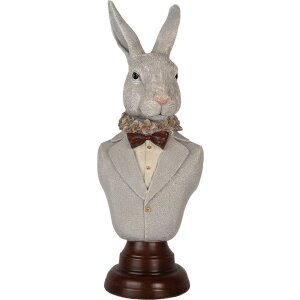 Clayre & Eef 6PR5361 Dekorace Busta králíka šedohnědá 15x13x39 cm