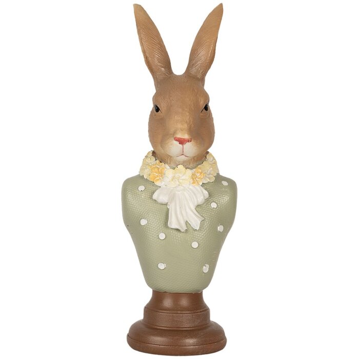 Clayre & Eef 6PR5364 Dekorace Busta králíka hnědozelená 6x5x18 cm Polyresin