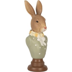 Clayre & Eef 6PR5364 Dekorace Busta králíka hnědozelená 6x5x18 cm Polyresin