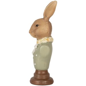 Clayre & Eef 6PR5364 Dekorace Busta králíka hnědozelená 6x5x18 cm Polyresin