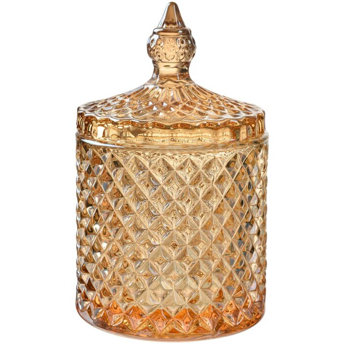 Clayre & Eef Skladovací sklenice s víkem Žlutá Ø9x14 cm