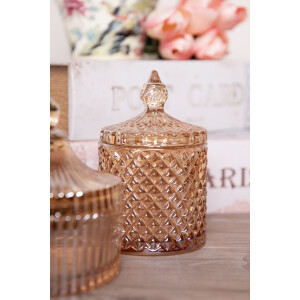 Clayre & Eef Skladovací sklenice s víkem Žlutá Ø9x14 cm