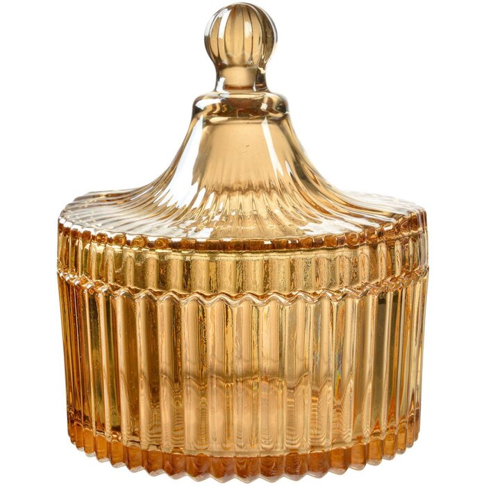 Clayre & Eef 6GL4724 Skladovací sklenice žlutá Ø10x12 cm s víkem