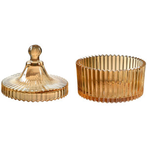 Clayre & Eef 6GL4724 Skladovací sklenice žlutá Ø10x12 cm s víkem