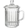 Clayre & Eef 6GL4727 Hrneček s víkem sklo 250 ml žebrovaný transparentní