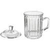 Clayre & Eef 6GL4727 Hrneček s víkem sklo 250 ml žebrovaný transparentní