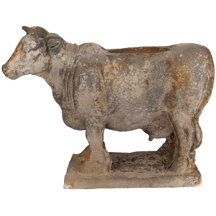 Clayre & Eef 6MG0110 květináč kráva šedobéžová 36x15x28 cm antik styl