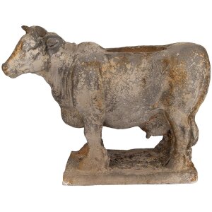 Clayre & Eef 6MG0110 květináč kráva šedobéžová 36x15x28 cm antik styl