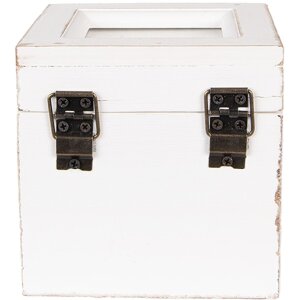 Clayre & Eef 6H2397 Krabička na čaj bílá dřevo 12x12x12 cm