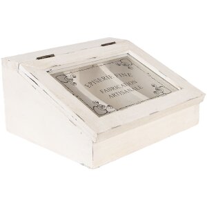 Clayre & Eef 6H2398 Krabička na čaj antik bílá 18x16x9 cm