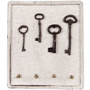 Clayre & Eef 6H2399 Klíčový panel Béžová Hnědá 22x5x25 cm Dřevo Železo