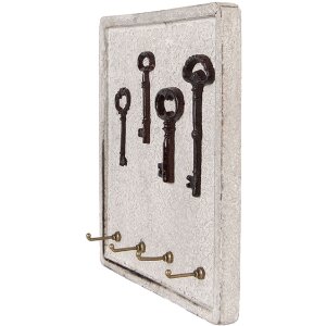 Clayre & Eef 6H2399 Klíčový panel Béžová Hnědá 22x5x25 cm Dřevo Železo