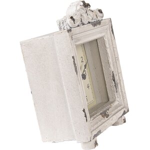 Clayre & Eef 6KL0832 Stolní hodiny Vintage Grey-Beige 10x6x14 cm 1xAA sklo dřevo