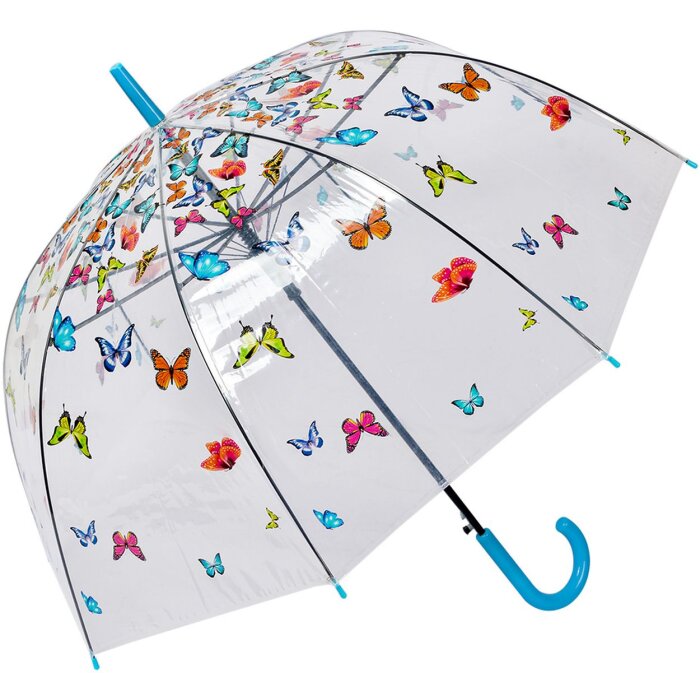 Juleeze JZUM0093 Deštník Průhledný motýl Ø 90x82 cm Modrý