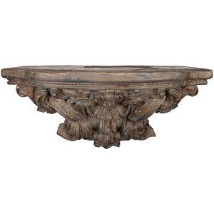 Clayre & Eef 5MG0060 nástěnná konzole antik hnědá zelená 60x23x30 cm