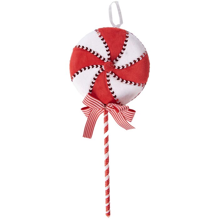 Clayre & Eef 66108 Závěs Lollipop Červená Bílá 17x6x41 cm Plast