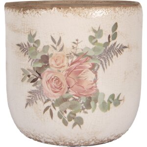 Clayre & Eef 6CE1981XL Květináč béžovo-růžový Ø 20x19 cm Keramika ve venkovském stylu