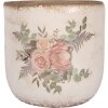Clayre & Eef 6CE1981XL Květináč béžovo-růžový Ø 20x19 cm Keramika ve venkovském stylu