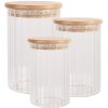 Clayre & Eef 6GL4719L Dóza s víčkem bambus Ø 8x18 cm sklo dřevo