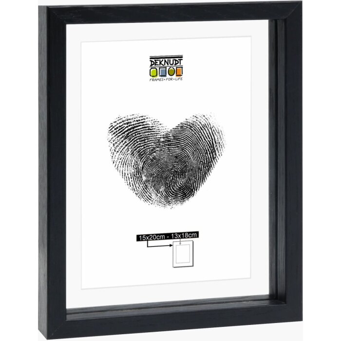 Deknudt Fotorámeček s dřevěným okrajem černý, efekt vznášení 15x20 cm
